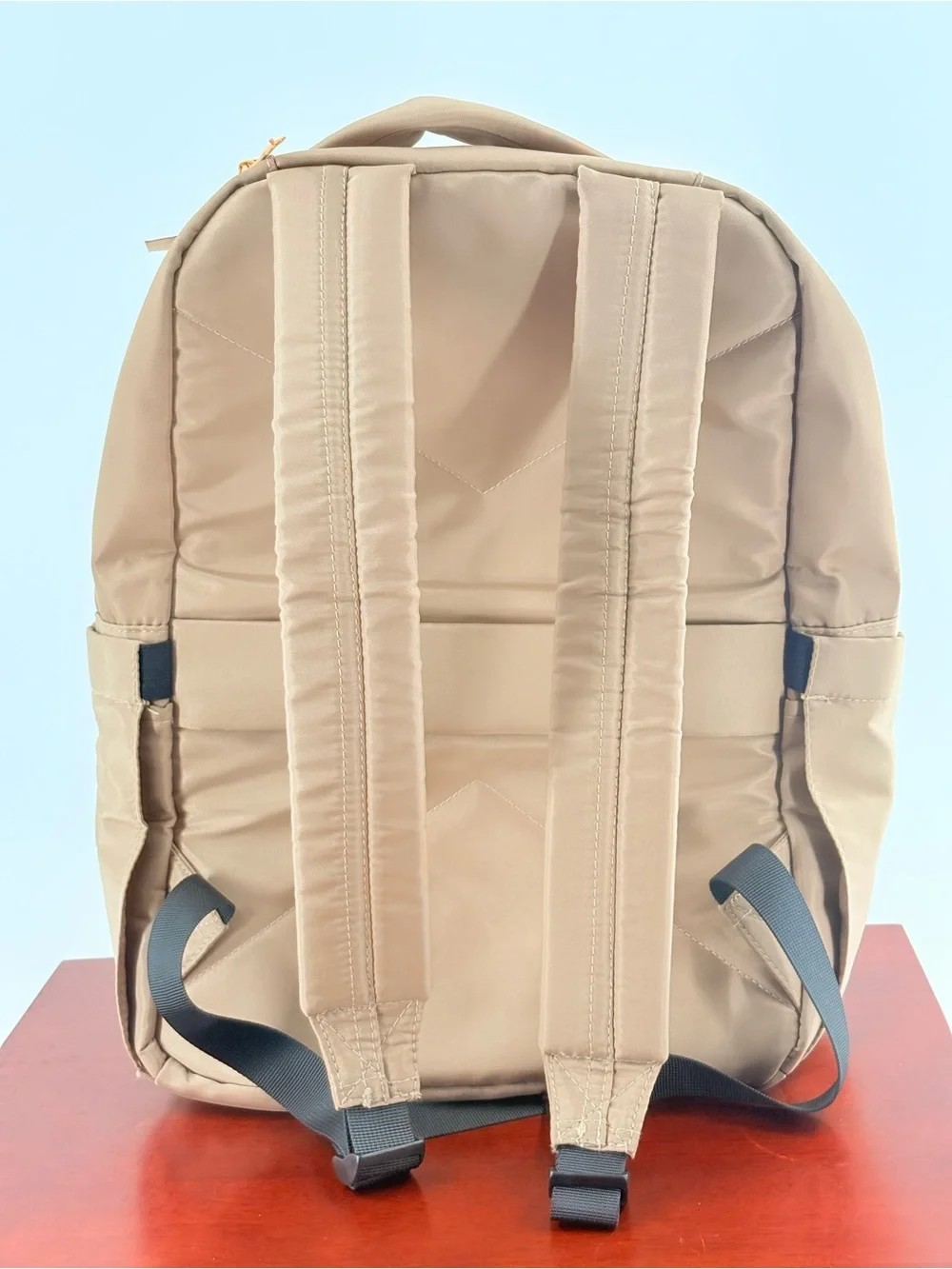 Sugar Beige Raw logo Nylon Backpack for Men